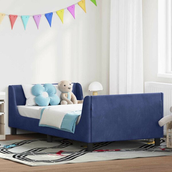 VidaXL Gyerekágy kerettel Rendőrségi kék 90 x 200 cm Bársony