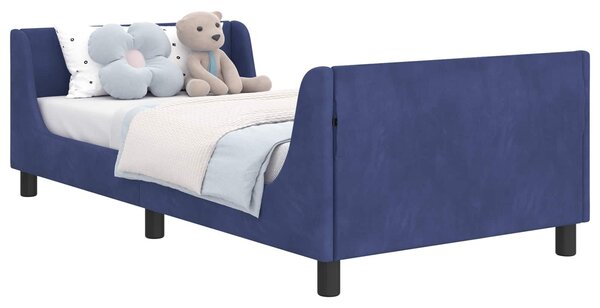 VidaXL Gyerekágy kerettel Rendőrségi kék 90 x 200 cm Bársony