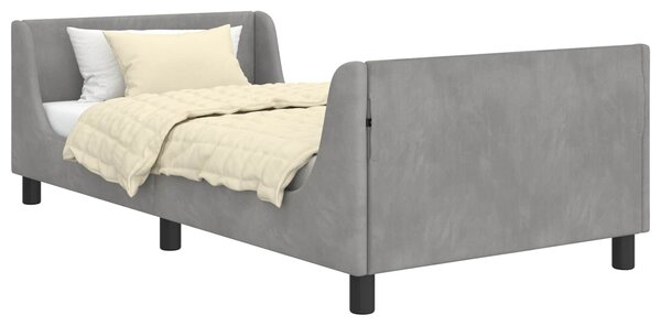 VidaXL Gyerekágy kerettel Világosszürke 90 x 200 cm Bársony