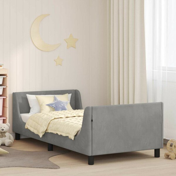 VidaXL Gyerekágy kerettel Világosszürke 90 x 200 cm Bársony