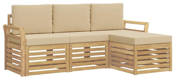 VidaXL Kültéri kanapé szett 4 pcs Fehér és Bézs 193,5 x 122,5 x 73 cm