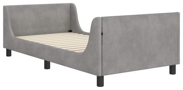 VidaXL Gyerekágy kerettel Világosszürke 90 x 200 cm Bársony