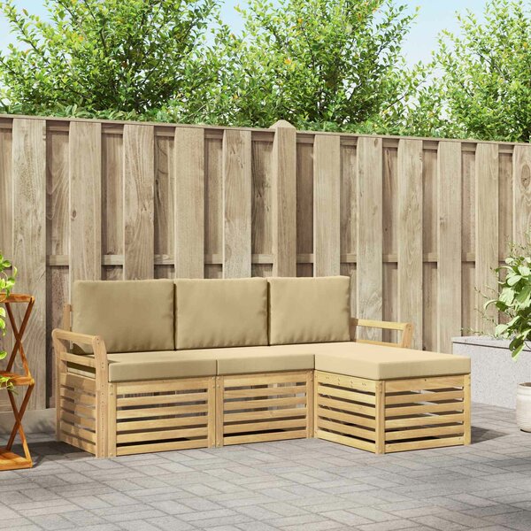 VidaXL Kültéri kanapé szett 4 pcs Fehér és Bézs 193,5 x 122,5 x 73 cm