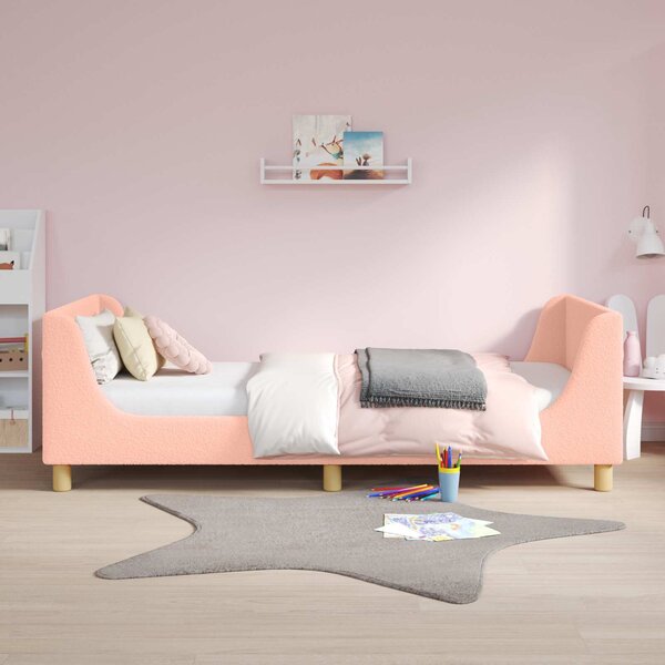 VidaXL Gyerekágy kerettel fejtámlával Rózsaszín 90 x 200 cm Juh Gyapjú
