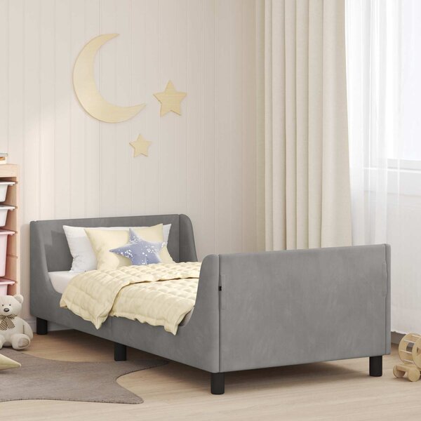 VidaXL Gyerekágy kerettel Világosszürke 90 x 200 cm Bársony