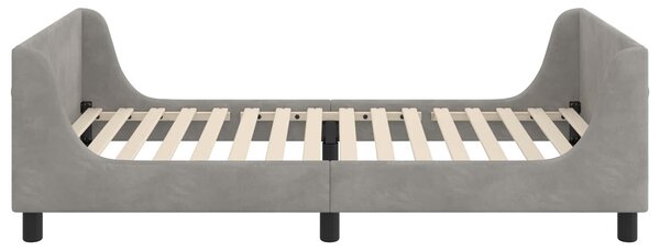 VidaXL Gyerekágy kerettel Világosszürke 90 x 200 cm Bársony
