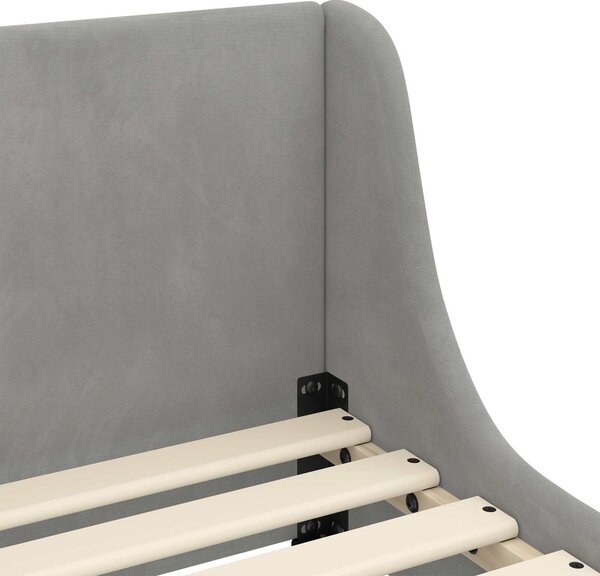 VidaXL Gyerekágy keret fejtámlával Világosszürke 70 x 140 cm Bársony