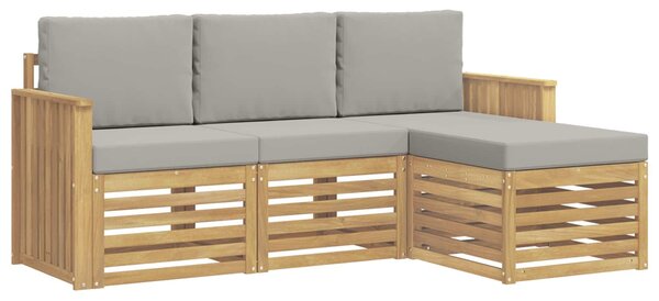 VidaXL Kültéri kanapé szett 4 pcs Fehér és Világosszürke