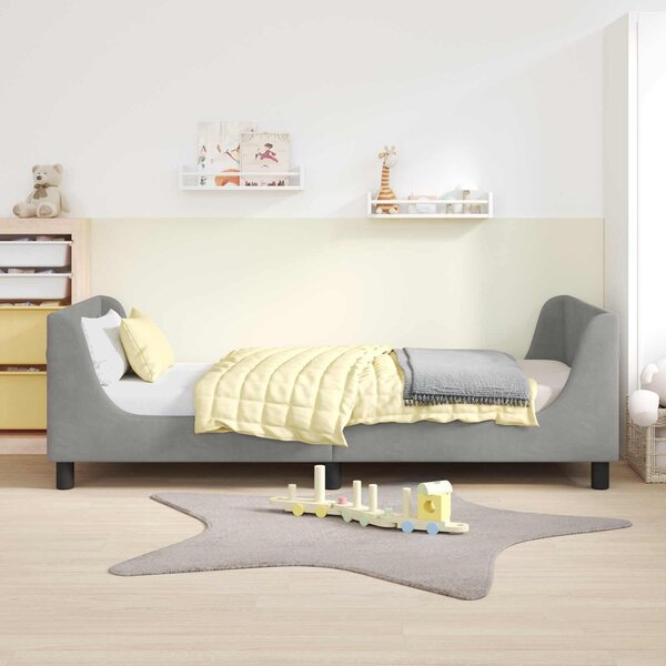 VidaXL Gyerekágy kerettel Világosszürke 90 x 200 cm Bársony