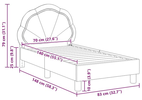VidaXL Gyerekágy keret fejtámlával Tengeri Zöld 70 x 140 cm Bársony