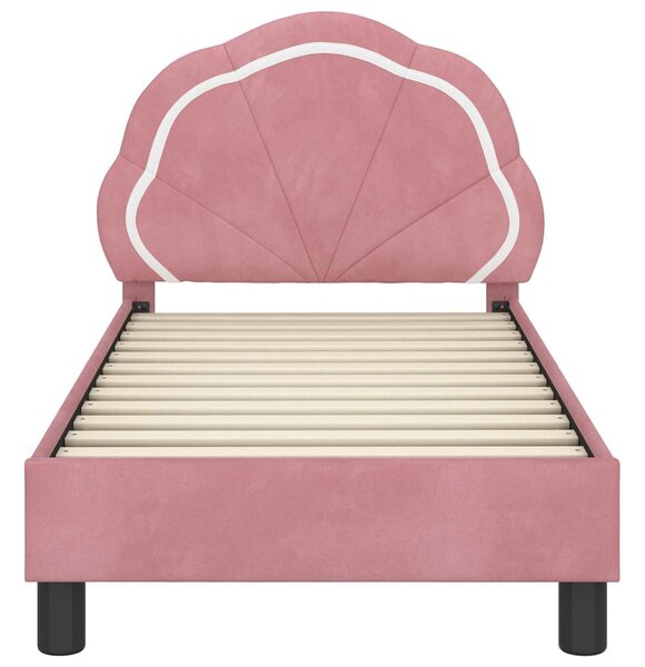 VidaXL Gyerekágy keret fejtámlával Rózsaszín 70 x 140 cm Bársony