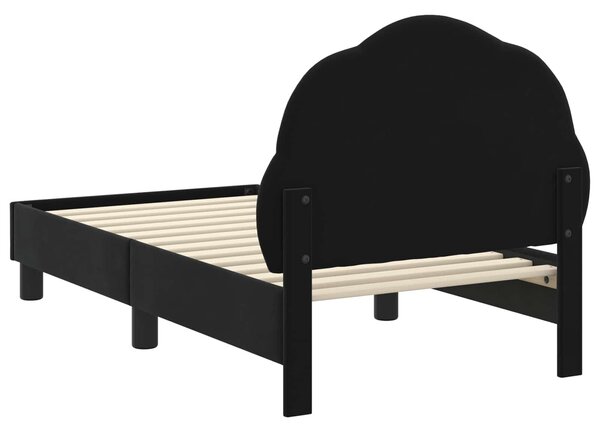 VidaXL Gyerekágy keret fejtámlával Fekete 70 x 140 cm Bársony