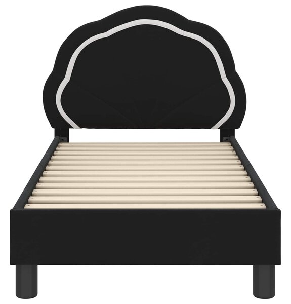 VidaXL Gyerekágy keret fejtámlával Fekete 70 x 140 cm Bársony