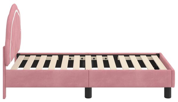 VidaXL Gyerekágy keret fejtámlával Rózsaszín 70 x 140 cm Bársony