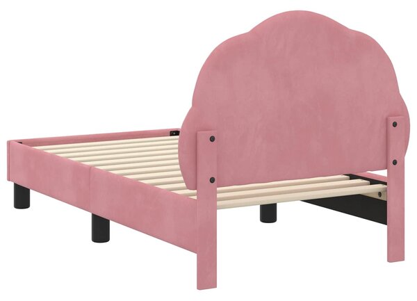 VidaXL Gyerekágy keret fejtámlával Rózsaszín 70 x 140 cm Bársony