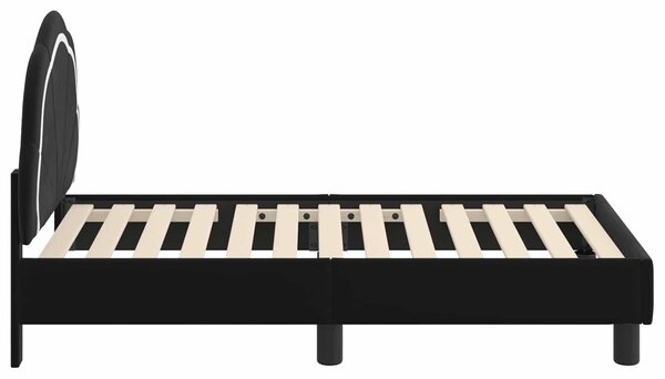 VidaXL Gyerekágy keret fejtámlával Fekete 70 x 140 cm Bársony