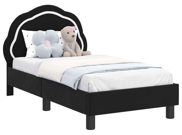 VidaXL Gyerekágy keret fejtámlával Fekete 70 x 140 cm Bársony