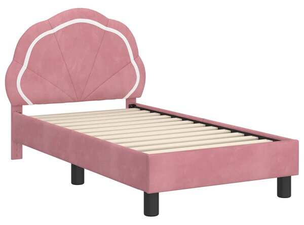 VidaXL Gyerekágy keret fejtámlával Rózsaszín 70 x 140 cm Bársony