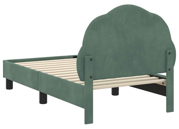 VidaXL Gyerekágy keret fejtámlával Tengeri Zöld 70 x 140 cm Bársony