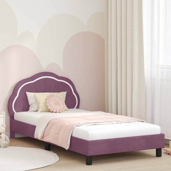 VidaXL Gyerekágy kerettel fejtámlával Lila 80 x 200 cm Bársony