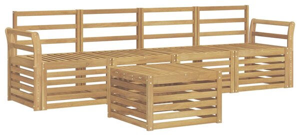 VidaXL Kültéri kanapé szett 5 pcs Fehér Tömör Akácfa