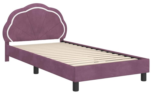 VidaXL Gyerekágy kerettel fejtámlával Lila 80 x 200 cm Bársony