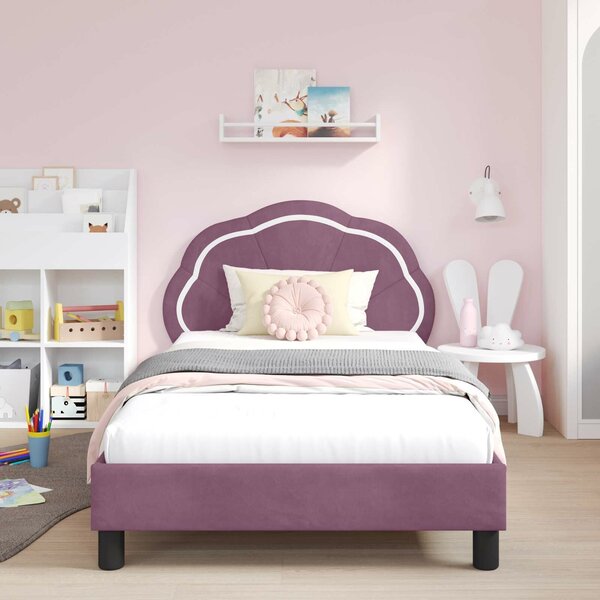 VidaXL Gyerekágy kerettel fejtámlával Lila 80 x 200 cm Bársony
