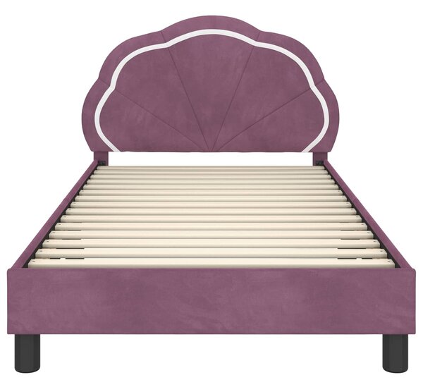VidaXL Gyerekágy kerettel fejtámlával Lila 80 x 200 cm Bársony