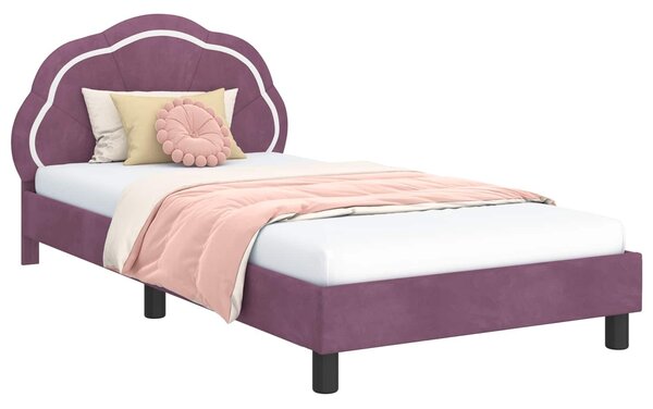 VidaXL Gyerekágy kerettel fejtámlával Lila 80 x 200 cm Bársony