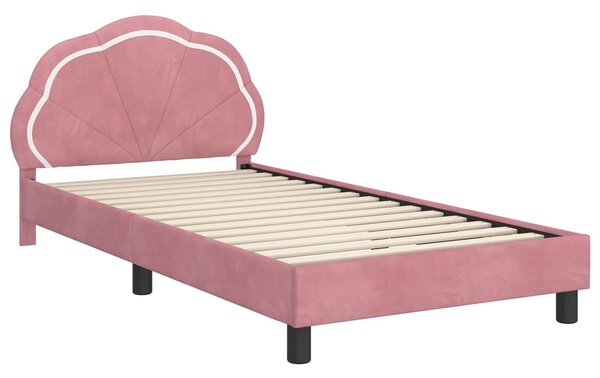 VidaXL Gyerekágy kerettel fejtámlával Rózsaszín 80 x 200 cm Bársony