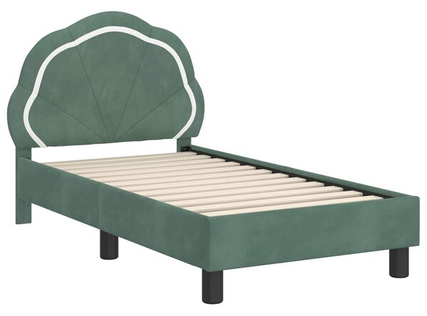 VidaXL Gyerekágy keret fejtámlával Tengeri Zöld 70 x 140 cm Bársony
