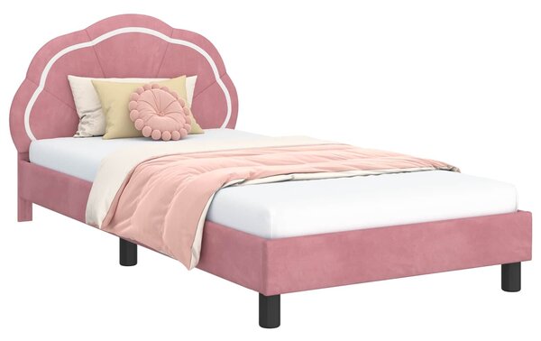 VidaXL Gyerekágy kerettel fejtámlával Rózsaszín 80 x 200 cm Bársony