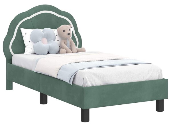 VidaXL Gyerekágy keret fejtámlával Tengeri Zöld 70 x 140 cm Bársony