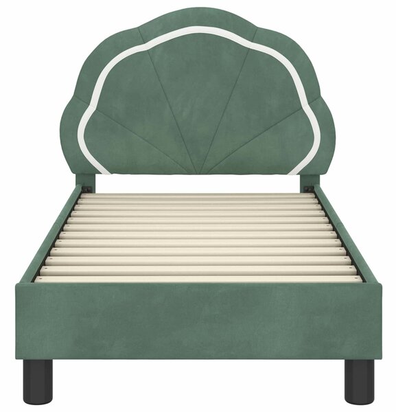 VidaXL Gyerekágy keret fejtámlával Tengeri Zöld 70 x 140 cm Bársony