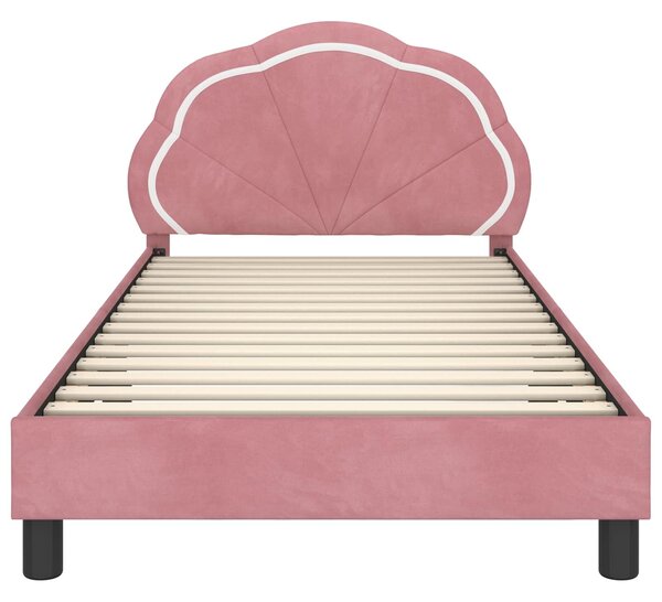 VidaXL Gyerekágy kerettel fejtámlával Rózsaszín 80 x 200 cm Bársony