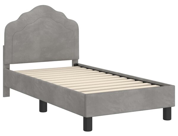 VidaXL Gyerekágy keret fejtámlával Világosszürke 70 x 140 cm Bársony