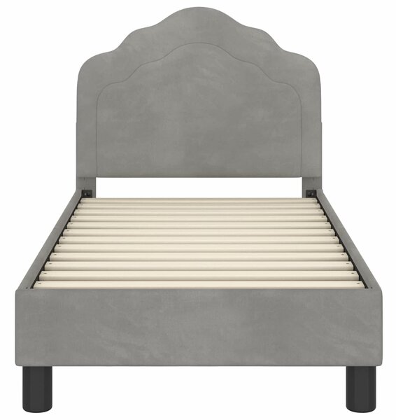 VidaXL Gyerekágy keret fejtámlával Világosszürke 70 x 140 cm Bársony