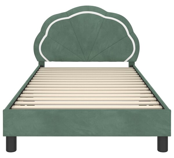 VidaXL Gyerekágy kerettel fejtámlával Tengeri Zöld 80 x 200 cm Bársony