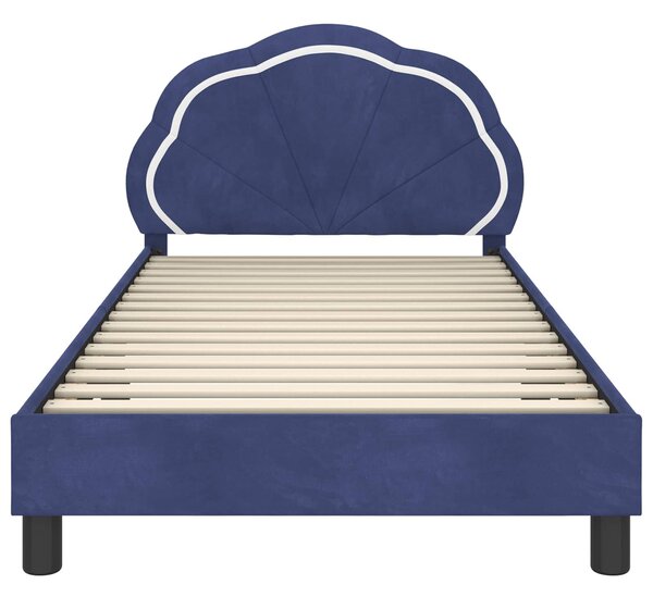 VidaXL Gyerekágy kerettel Rendőrségi kék 90 x 200 cm Bársony