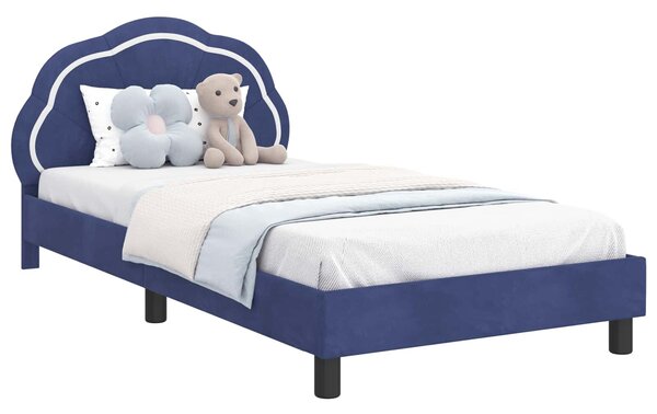 VidaXL Gyerekágy kerettel Rendőrségi kék 90 x 200 cm Bársony