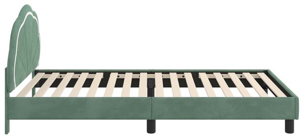VidaXL Gyerekágy kerettel fejtámlával Tengeri Zöld 80 x 200 cm Bársony
