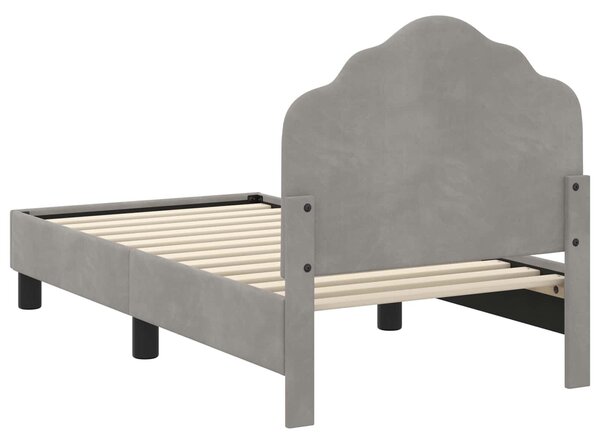 VidaXL Gyerekágy keret fejtámlával Világosszürke 70 x 140 cm Bársony