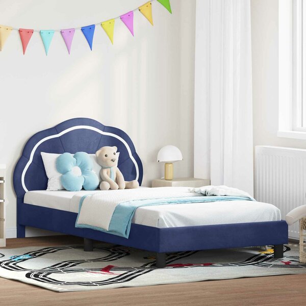 VidaXL Gyerekágy kerettel Rendőrségi kék 80 x 200 cm Bársony