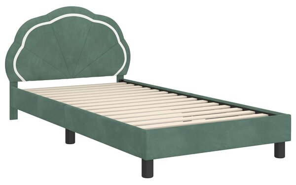VidaXL Gyerekágy kerettel fejtámlával Tengeri Zöld 80 x 200 cm Bársony