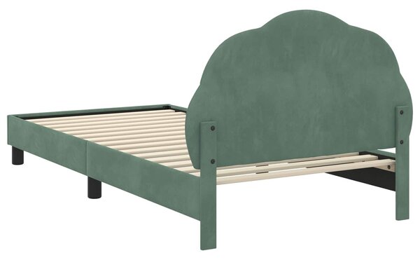 VidaXL Gyerekágy kerettel fejtámlával Tengeri Zöld 80 x 200 cm Bársony