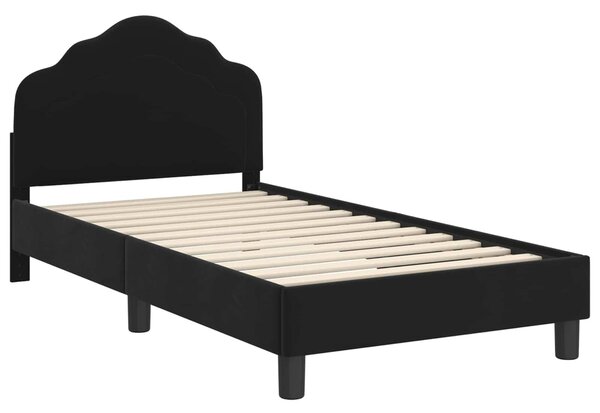 VidaXL Gyerekágy kerettel fejtámlával Fekete 80 x 160 cm Bársony