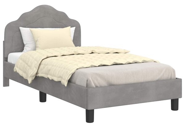 VidaXL Gyerekágy kerettel Világosszürke 80 x 160 cm Bársony