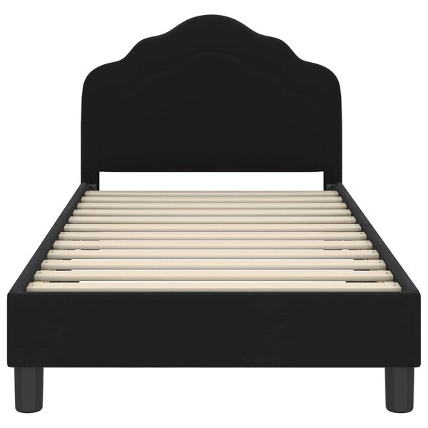 VidaXL Gyerekágy kerettel fejtámlával Fekete 80 x 160 cm Bársony
