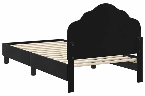 VidaXL Gyerekágy kerettel fejtámlával Fekete 80 x 160 cm Bársony