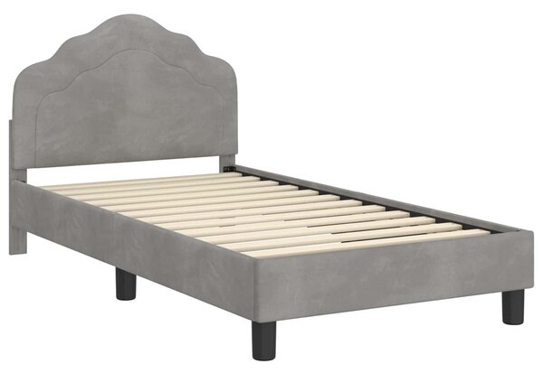 VidaXL Gyerekágy kerettel Világosszürke 80 x 160 cm Bársony